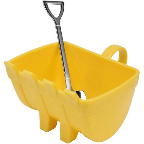 Kaffeetasse, Baggerbecher mit Schaufel, Löffel, Teetasse, gelb