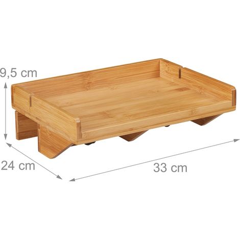 Tablette de lit pratique design moderne chambre 80 x 25 x 5 cm en bambou naturel (1/4)