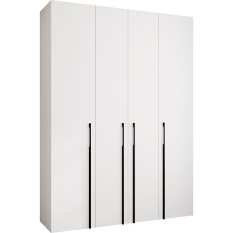 Armario Hartford 570, Blanco, 246x180x52cm, Puertas de armario: Con bisagras, Número de estantes: 12 (1/5)