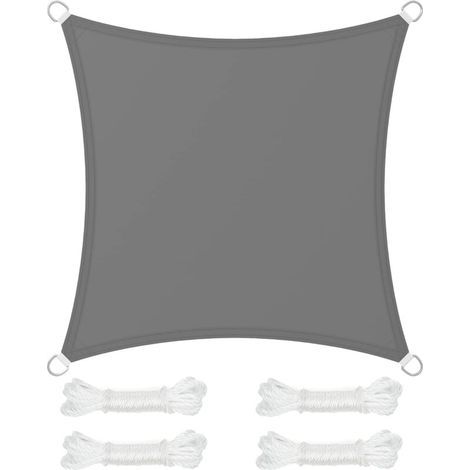 Voile d'ombrage 3 x 3 m, colonne d'eau 665 mm, polyester indéchirable, protection UV 93 %, terrasse, jardin, balcon, carré, 2 gris (1/5)