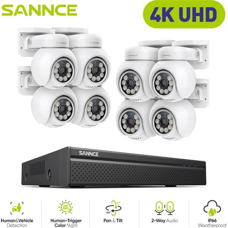 SANNCE 4K PT PoE Security Camera System,8 PT IP Cameras,2-Way Audio,24/7 Video Surveillance,0TB HDD (1/5)