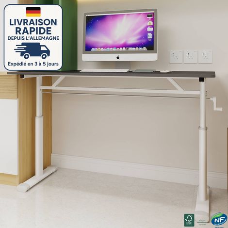 Escritorio de pie regulable en altura, estructura de acero - 60 x 120 x (60-90) cm - Gris (1/5)