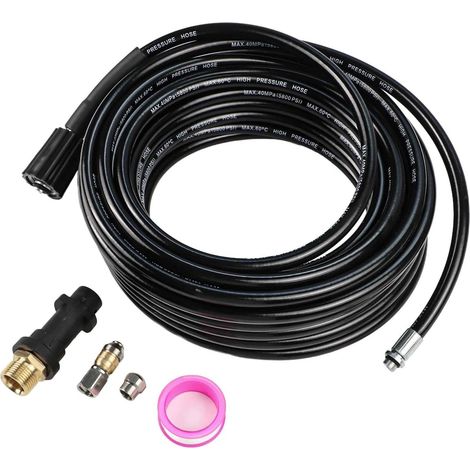 Kit de tuyau de nettoyeur haute pression 15 m 20 m pour Karcher K2-K7, 180 bar, avec buse et buse pivotante, construction en polyéthylène pour un nettoyage durable des tuyaux (1/5)