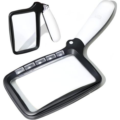 Loupe de Lecture Lumineuse, Loupe, 2X Grand Loupes Eclairante avec 5 Lumières à LED (1/5)