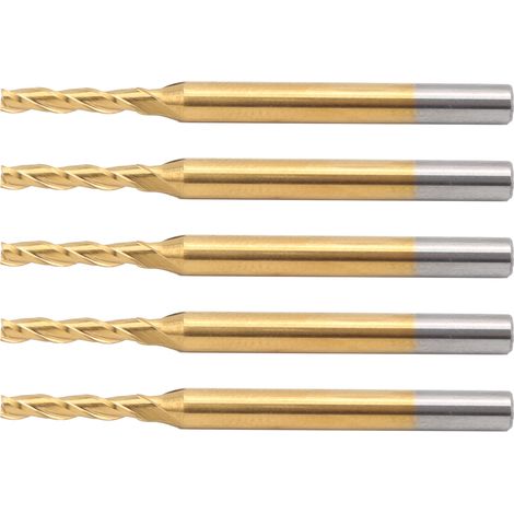 Fraise à surfacer carbure 3 dents, queue ronde 3,175 mm, revêtement titane, 5 pièces, coupe 2x10x40 mm pour défonceuse, outil de fraisage professionnel (1/5)