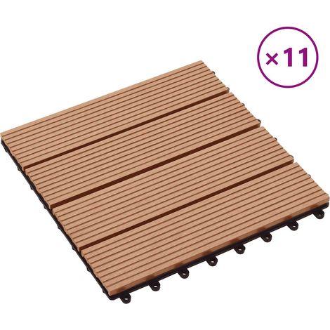 Carreau de terrasse 11 pcs Teck 30 x 30 cm WPC (1/5)