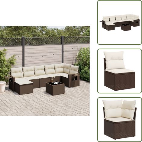 8-tlg. Garten-Sofagarnitur mit Kissen Braun Poly Rattan - Garten Sofagarnitur - Garten Sofagarnituren - Outdoor Sofagarnitur - Sofagarnitur Terrasse