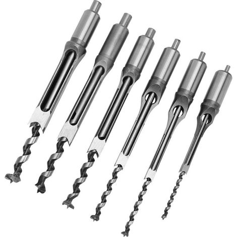 6 Pcs SquaRe trou Scie Tarière Foret Mortaisage Ciseau Outil De Travail Du Bois (1/4)