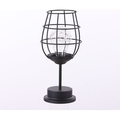 Lampe Led Fer Forgé Décorative Forme De Verre à Vin Veilleuse Douce Intérieur Pour Chambre Et Table De Chevet Petite Lampe Et Élégante (1/4)