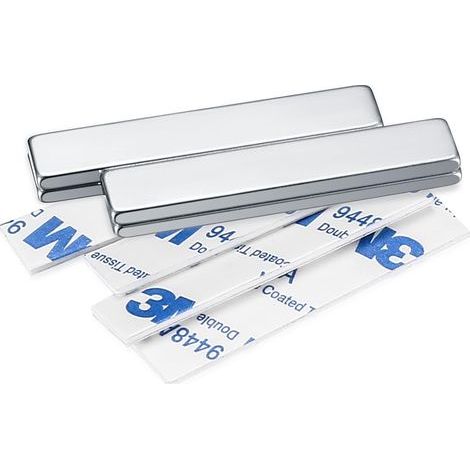 Aimants néodyme adhésifs extra forts 50x10x3 mm – Force magnétique 12 kg – Résistance à la rouille – Pour fixation sur métal et bois (1/5)