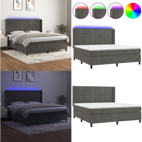 Sommier à lattes de lit matelas et LED Gris foncé 160x200 cm - Matelas LED - Lit avec LED (1/5)