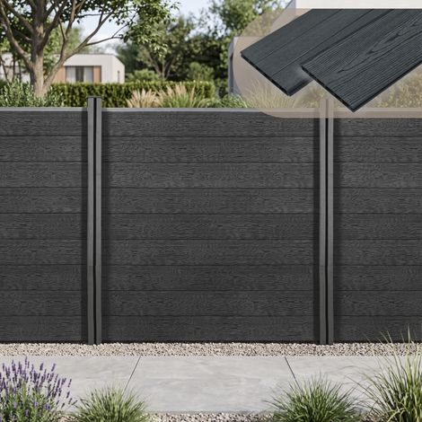 Gartenzaun Getafe WPC mit Pfosten 183x705 cm Grau neu.holz (1/5)