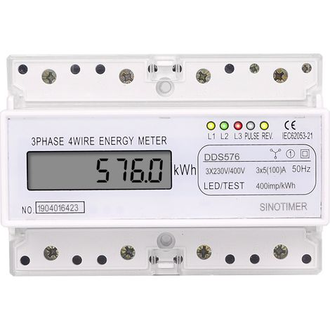 3-Phasen-4-Draht-7-Pol-LCD-Digital-Energiezähler, kWh-Wattmeter, Stromverbrauchsmontage für das Home Office (1/4)