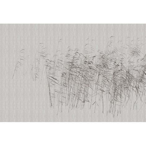 Papier peint panoramique salon aspect blé Tapisserie panoramique abstrait à motif nature Papier peint panoramique noir et blanc effet vent bureau (1/2)