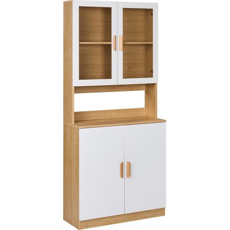 Armario decorativo con cajones y vitrina de vidrio blanco Cygnet