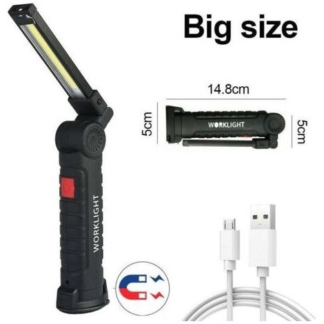 2er-Pack wiederaufladbare magnetische COB-Taschenlampen, flexible kabellose Inspektionslampe für den Einsatz im Beruf (1/4)