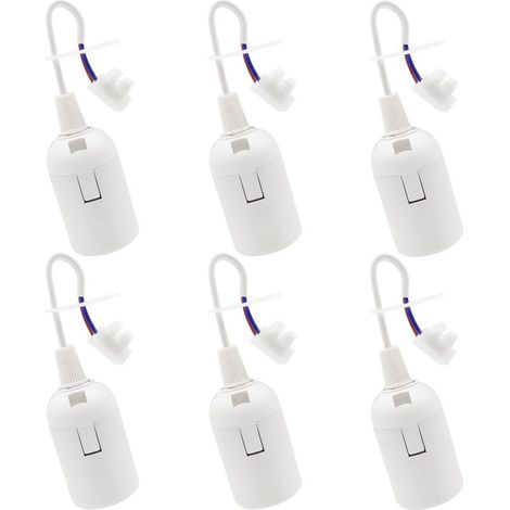 LaBlanc - 6 Stück E27 Lampenfassung E27 Glühbirnenhalter Renovierungsfassung Weiße Baufassung mit Kabel Baustellenfassung 4A 250V Lichtsockel-Pendelfassung (max. 60W) (1/5)