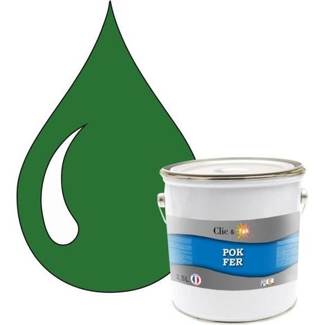 Peinture - POK - Glycérophtalique - 2,5L - RAL 6001 Vert émeraude - Antirouille Métaux Ferreux (1/4)