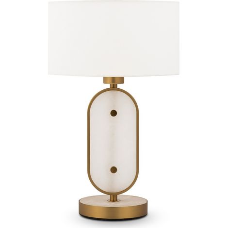 Maytoni Marmo Lampe de table moderne avec abat-jour rond en laiton 1xE27 abat-jour blanc