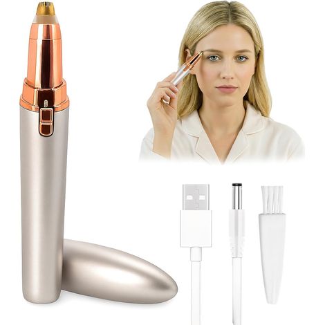 Rasoir Sourcil Femme Electrique, Epilateur Visage Femme avec Lumière LED, Rechargeable USB, Adapté aux Sourcils, Lèvres et Bras (1/5)