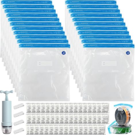 22 Pièces Sac Sous Vide Filament 3D, Sac Bobine 3D, Contient 50 Cartes D'affichage de l'humidité, 4 Clips D'étanchéité et 1 Pompe Manuelle (1/5)