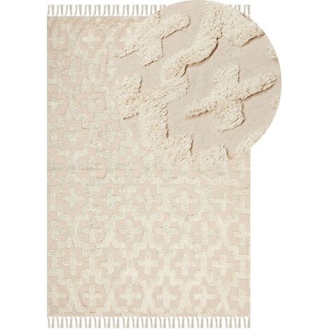 Teppich ITANAGAR Beige 160 x 230 cm Baumwolle