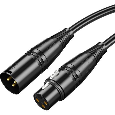 m langes schwarzes XLR-Audiokabel (Buchse auf Stecker), PVC-Ummantelung, stabile Verbindung, für Mikrofon und Musikinstrument (1/5)