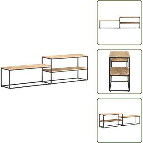 Meuble TV 180x30x50 cm Bois de manguier brut - Meubles Tv - Meuble Tv Industriel - Meuble Tv Bois - Rangement Tv - Support Tv