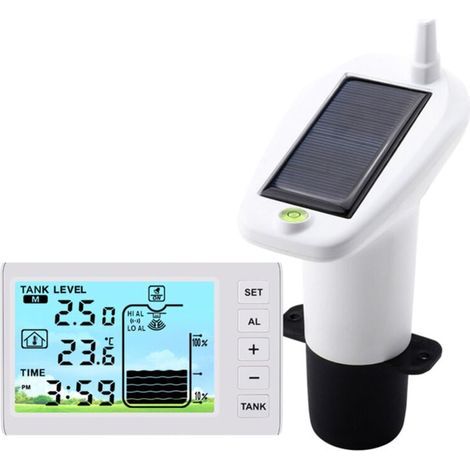 Kabelloser Wasserstandsmonitor, Hoch-/Niedrigalarm, Solarsensor, IP65-Wasserdichtigkeitsanzeige (1/4)