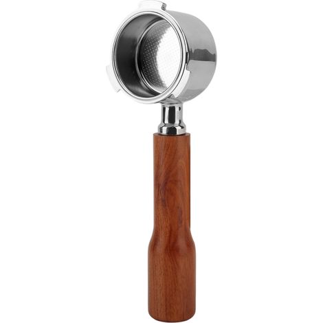Portefiltre cafetière 51mm en bois et acier inoxydable, triple picots, sans fond, compatible Delonghi C1 (1/5)