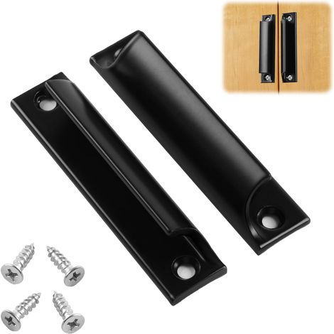 Lot de 2 poignées de porte de balcon d'extérieur avec vis, en alliage d'aluminium, poignée de porte de terrasse extérieure, poignée de porte coulissante pour fenêtres, portes coulissantes (1/5)