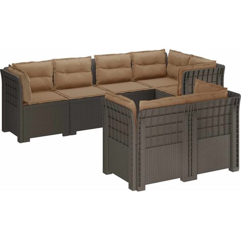 Divano 7 Posti da Giardino con Cuscini Aspetto Rattan PP vidaXL (1/5)