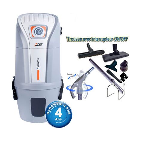 Aspiration centralisée SACH VAC Dynamic 1.6 kW garantie 4 ans (jusqu'à 250 M²) + Set inter 9 M + 8 accessoires + 1 kit de nettoyage micro offert (1/5)