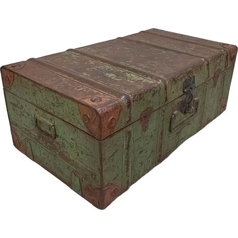 Maleta de metal acabado artesanal marrón 67x37x25h cm