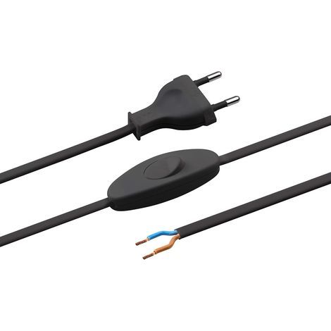 Netzkabel, integrierter Schalter, Kunststoff H03VVH2-F, 2-adrig, für den Innenbereich (1/3)