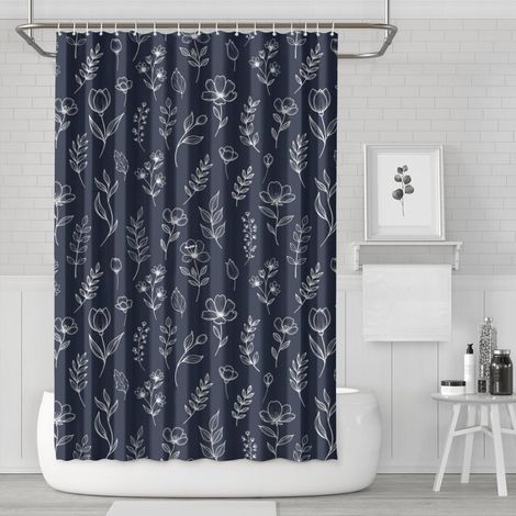 Duschvorhang mit Blumenmuster „Pioneer Flower“, 183 x 183 cm, Badezimmer-Dekor-Duschvorhang-Set mit 12 Haken, wasserdicht und waschbar