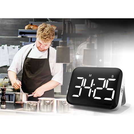 Timer da cucina digitale magnetico in ABS, schermo LCD da 4 pollici, controllo del volume (forte/basso/silenzioso) con funzione pausa/reset. (1/4)