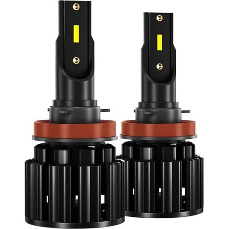Ampoule LED H11 H8 H9 6000K Blanc Feux de croisement/route Phare de voiture Remplacement halogène H11 - Lot de 2 (1/3)