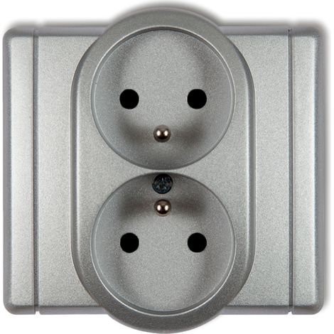 Prise double flexible avec/sans prise, argent métallisé 7FGP-2zp