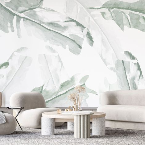 Papier peint panoramique - Feuilles tropicales - 195 cm x 82 cm (1/4)
