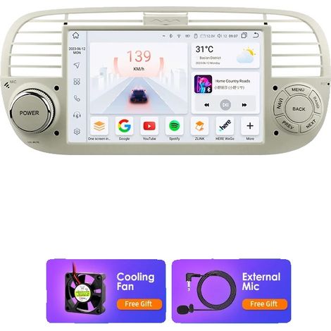 Autoradio multimediale con interfaccia touchscreen, compatibile con Fiat 500 2007-2015, S1 W-8Core-3G 32G (1/2)