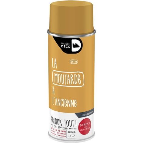 Peinture aérosol Relook Tout MAISON DECO moutarde satiné 400 ml