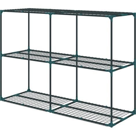 Offene 3-stöckige Garderobe, Stahl und Kunststoff, 143 x 48 x 100 cm, dunkelgrün