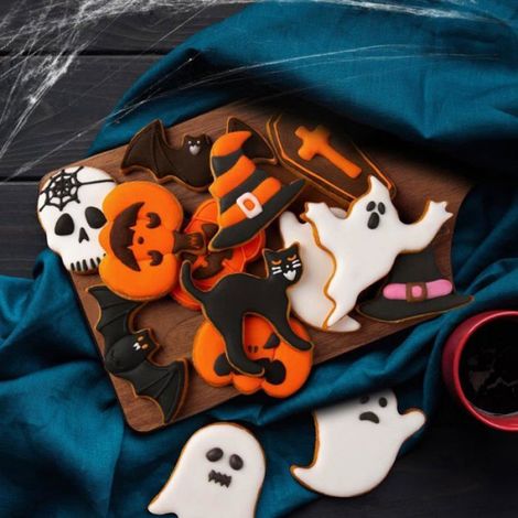 Ensemble de 9 emporte-pièces, acier inoxydable, formes Halloween, citrouille fantôme chauve-souris, pâtisserie festive (1/5)