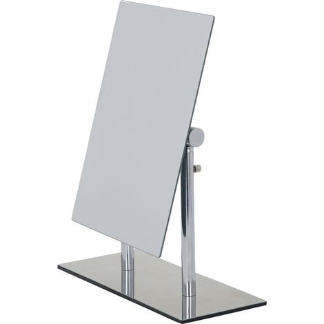 Wenko – Miroir cosmétique élégant 16x23cm – Réglage de hauteur 27-35cm – Inclinaison ajustable – Base stable chromée – Pour soins visage et maquillage (1/5)