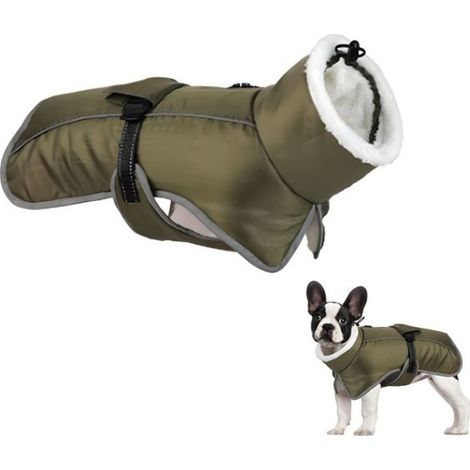 Veste chaude pour chien, taille XL - avec col en fourrure ajustable et doublure polaire douce - réfléchissante, imperméable et confortable - facile à enfiler et à retirer - idéale pour l'hiver (1/5)