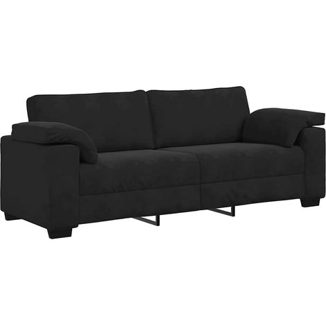 Divano a 3 Posti  Sofa Nero 220x77x82 cm in Velluto (1/5)