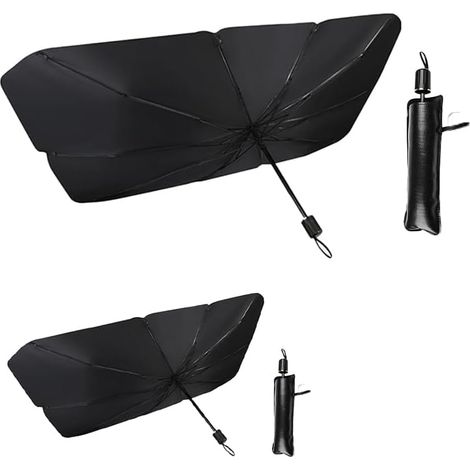 Sonnenschutz für die Windschutzscheibe des Autos, Sonnenschutzschirm für den Innenraum für SUV und LKW, patentiertes Design (125 x 65 cm + 140 x 79 cm, insgesamt 2 Stück)