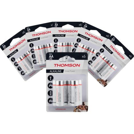 Lot de 48 piles alcalines LR06 AA 1,5 V - Thomson