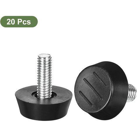 20pcs Pieds de Meubles Réglables,Nivellement Patins Base Jambe Pied de Table Chaise Ajustables Protection Sol M8 x 20 x 20 mm (1/4)